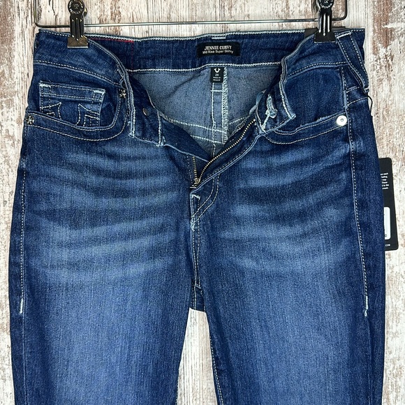 True Religion Jennie Curvy Mid Rise Super Skinny SN NO Flap Dark Wash Jean Sz 29 - Picture 7 of 14